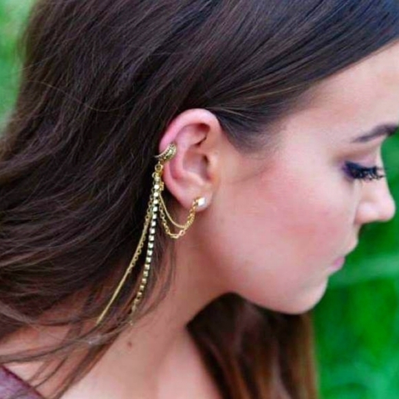 Free People Crystal Ear Cuff Earrings Set